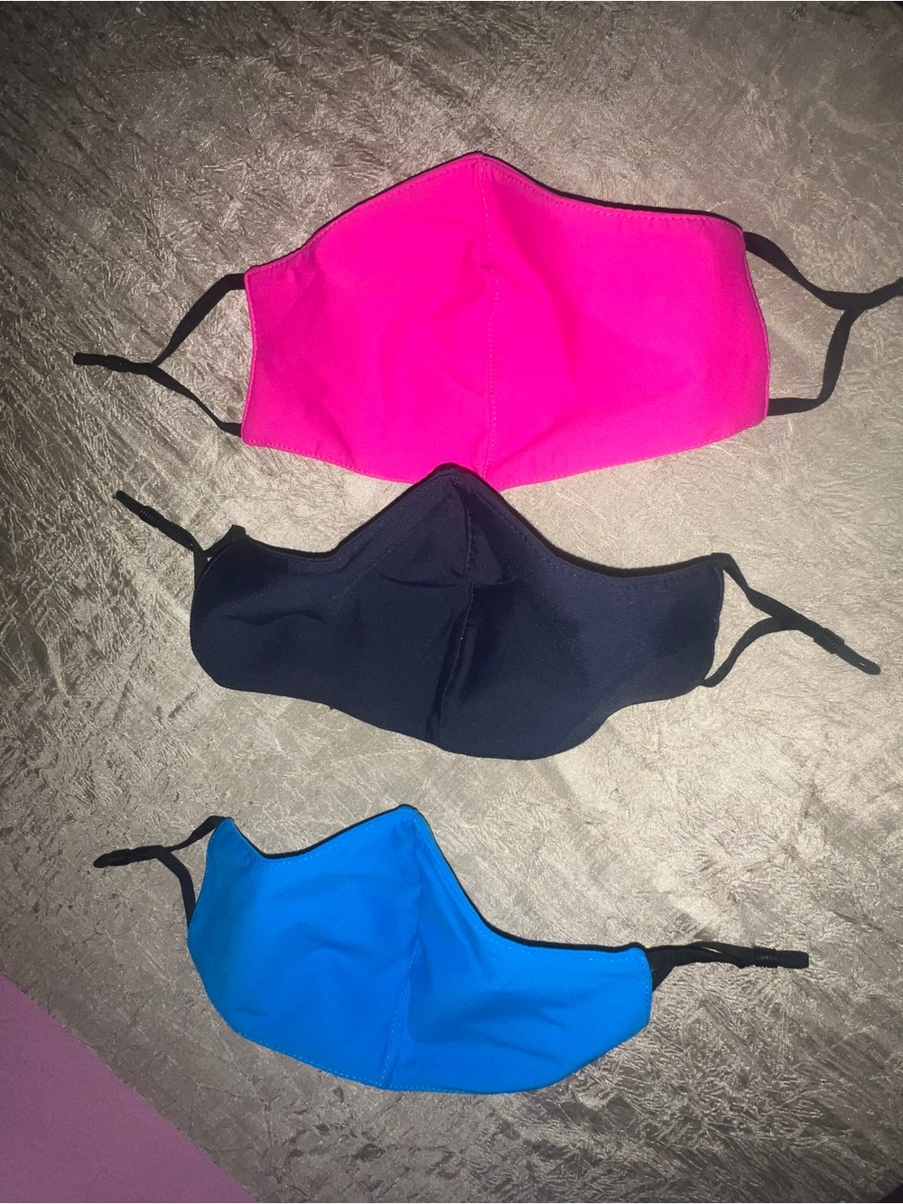 3 Pack Reusable Face Masks Pink Black Blue Adjustable Washable